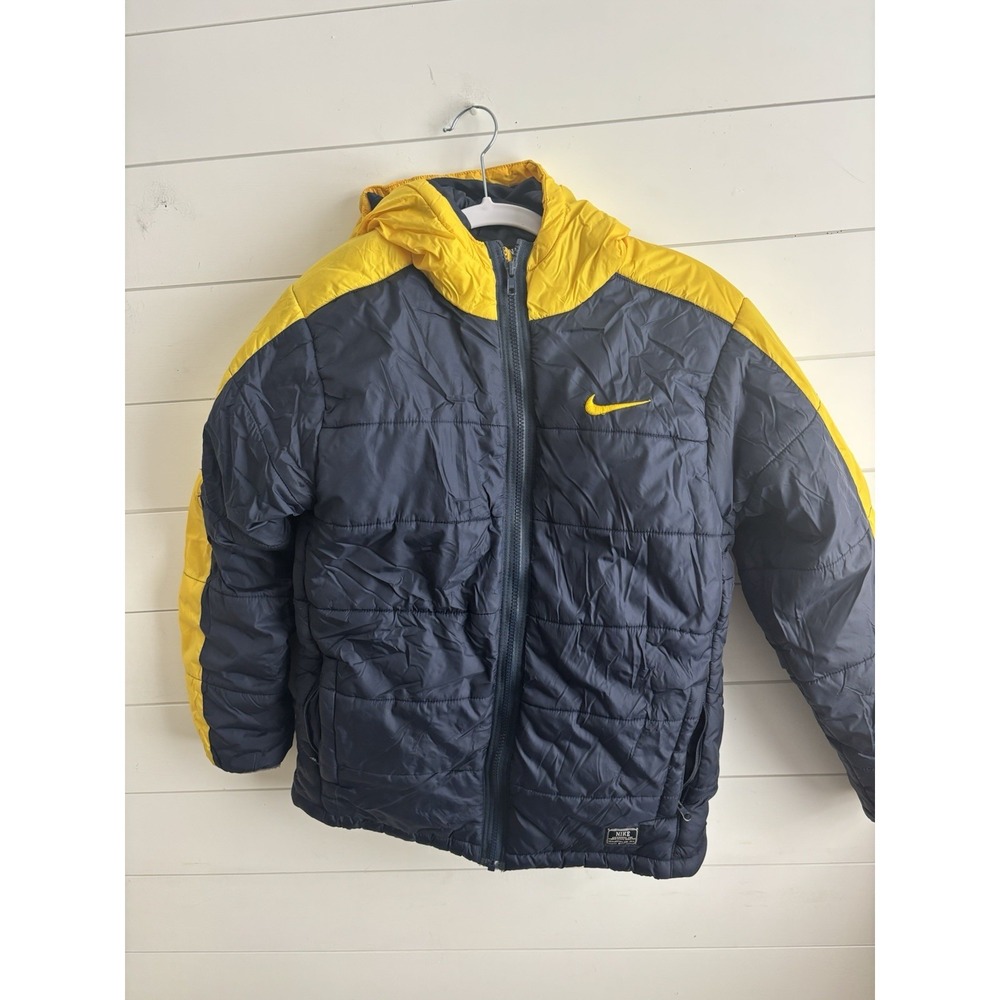 Kids Nike Puffer Coat Yellow & Navy Size Large